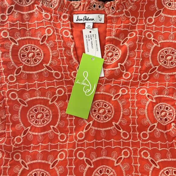 Sam Edelman Rey Short Sleeve Embroidered Top Tigerlily Size XS - Picture 3 of 5
